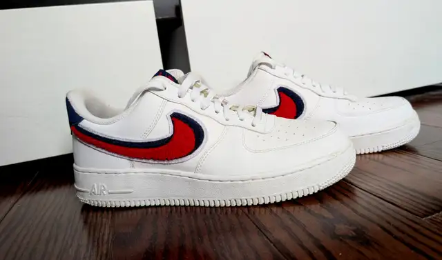 Nike Air Force 1 Low 3D Chenille Swoosh 'White Red Blue' 823511-
