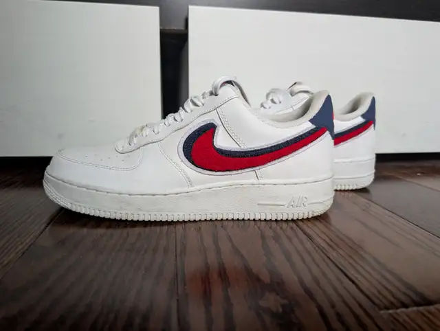Nike Air Force 1 Low 3D Chenille Swoosh 'White Red Blue' 823511- - Photo 2