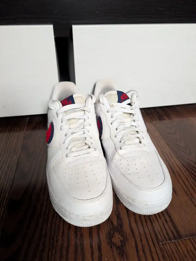 Nike Air Force 1 Low 3D Chenille Swoosh 'White Red Blue' 823511- - Photo 3