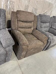 Fabric manual recliner in brown or grey