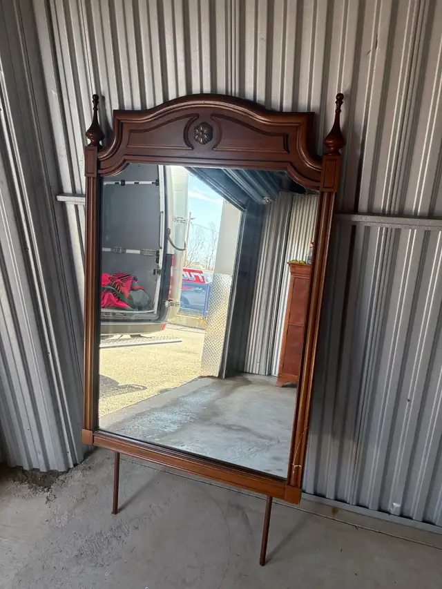 Free delivery used Vintage Wood Mirror with Ornate Top - Photo 3