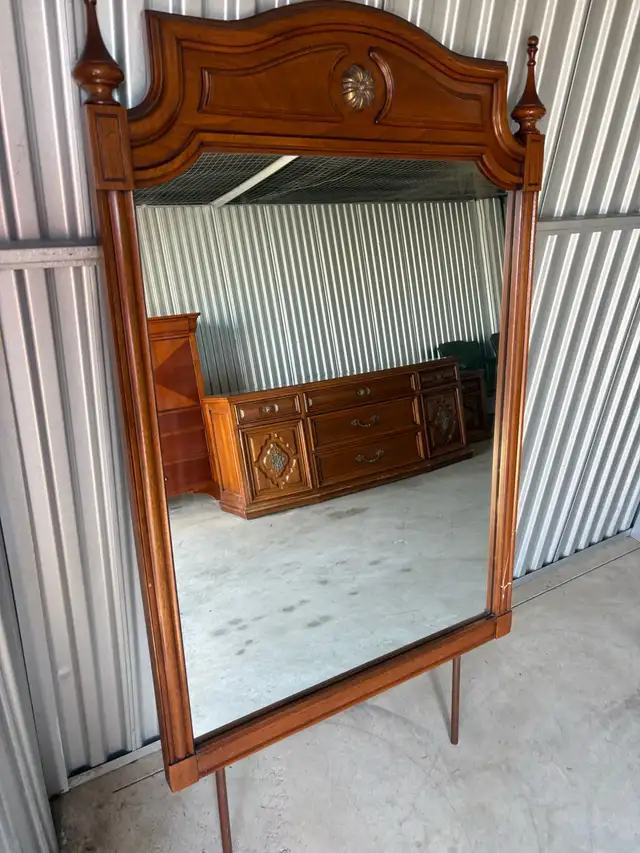 Free delivery used Vintage Wood Mirror with Ornate Top - Photo 6