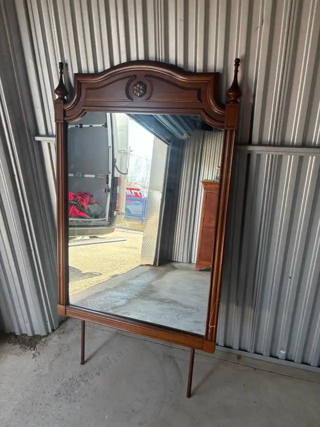 Free delivery used Vintage Wood Mirror with Ornate Top - Photo 7