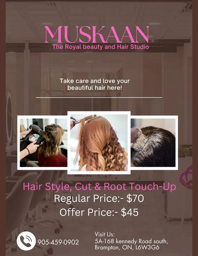 HAIR STYLE, CUT AND ROOT TOUCH UP