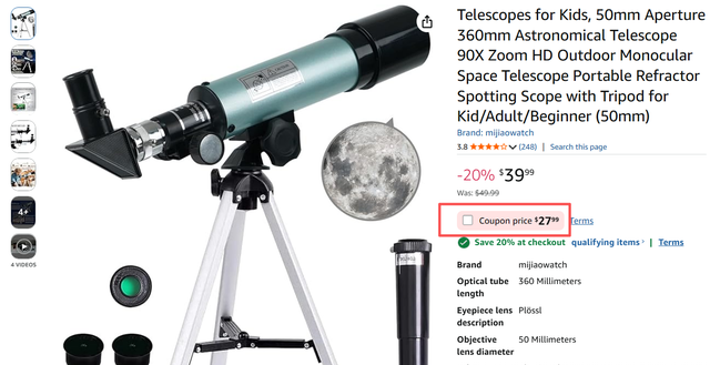 (New)90X Zoom HD Outdoor Astronomical Telescope for Kids, 50mm A - Photo 2
