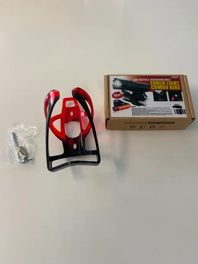 New Front and Rear, Rechargeable LED Bike light & bottle Cage