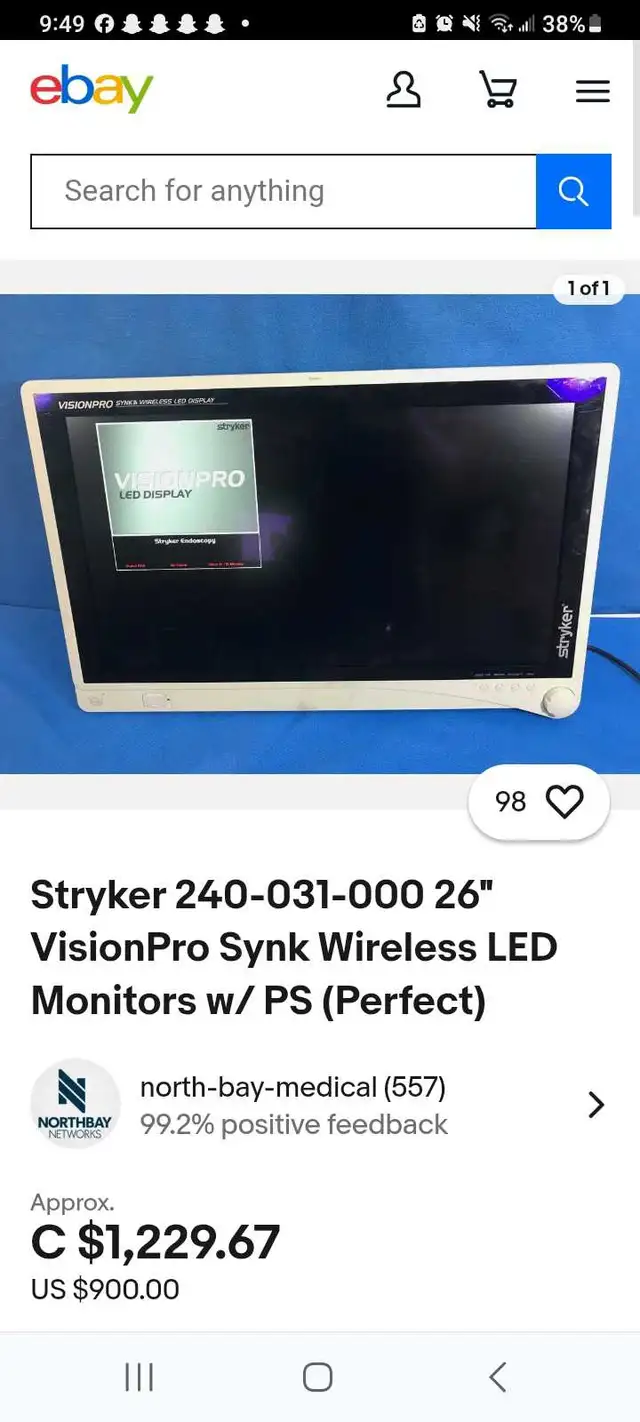 Stryker 26' VisionPro Synk Wireless LED Monitors w/ PS (Perfect) - Photo 2