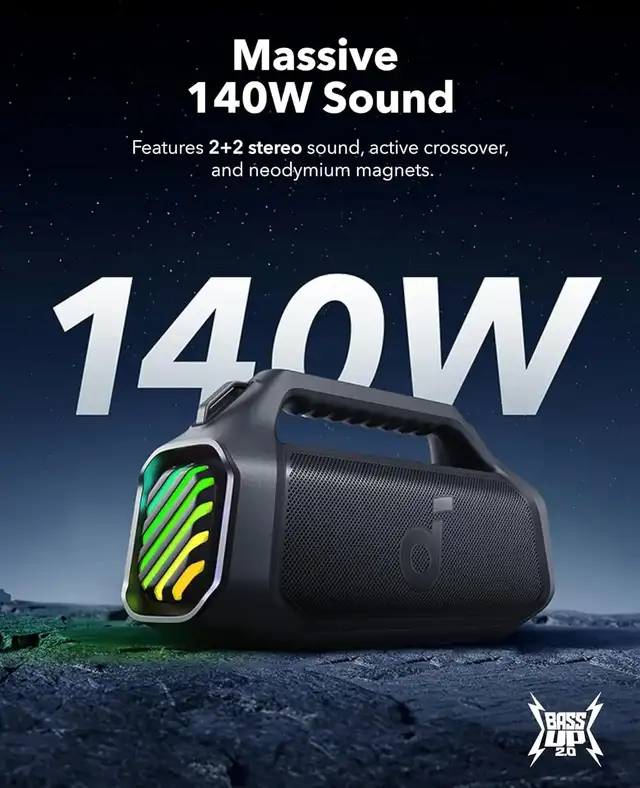 soundcore Boom 2 Plus Outdoor Speaker, 140W, 2 2 Channel, BassUp - Photo 2