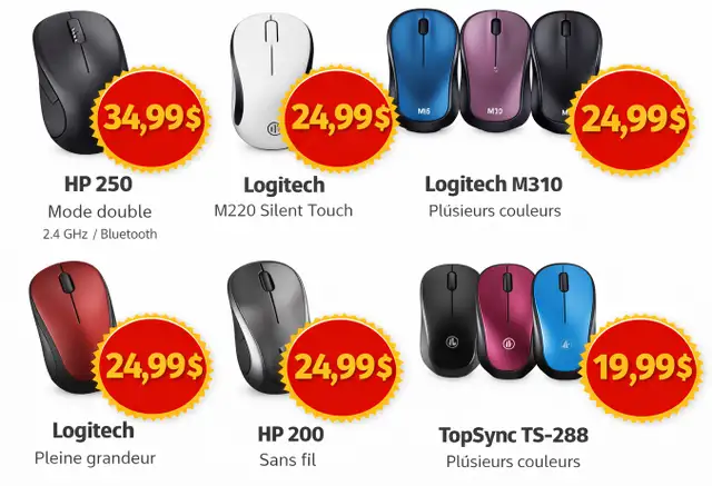 Souris sans fil & Bluetooth - Plusieurs modèles - Neufs