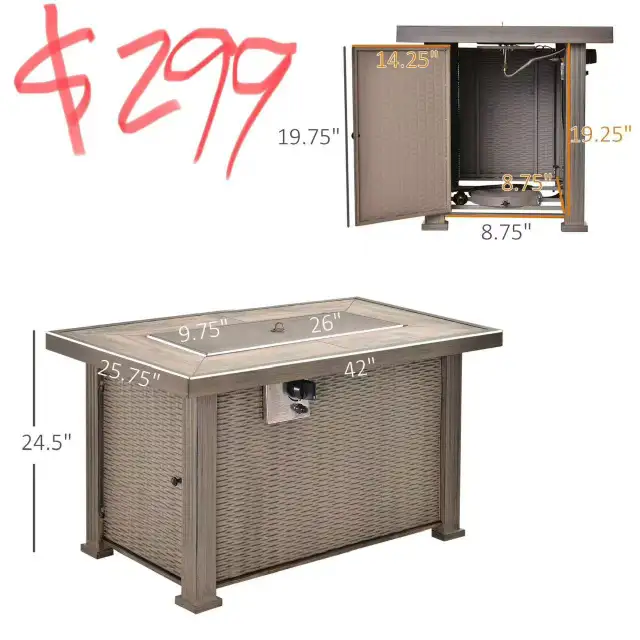Brand New Modern Fire Pit Table with Storage Special $299 - Photo 4