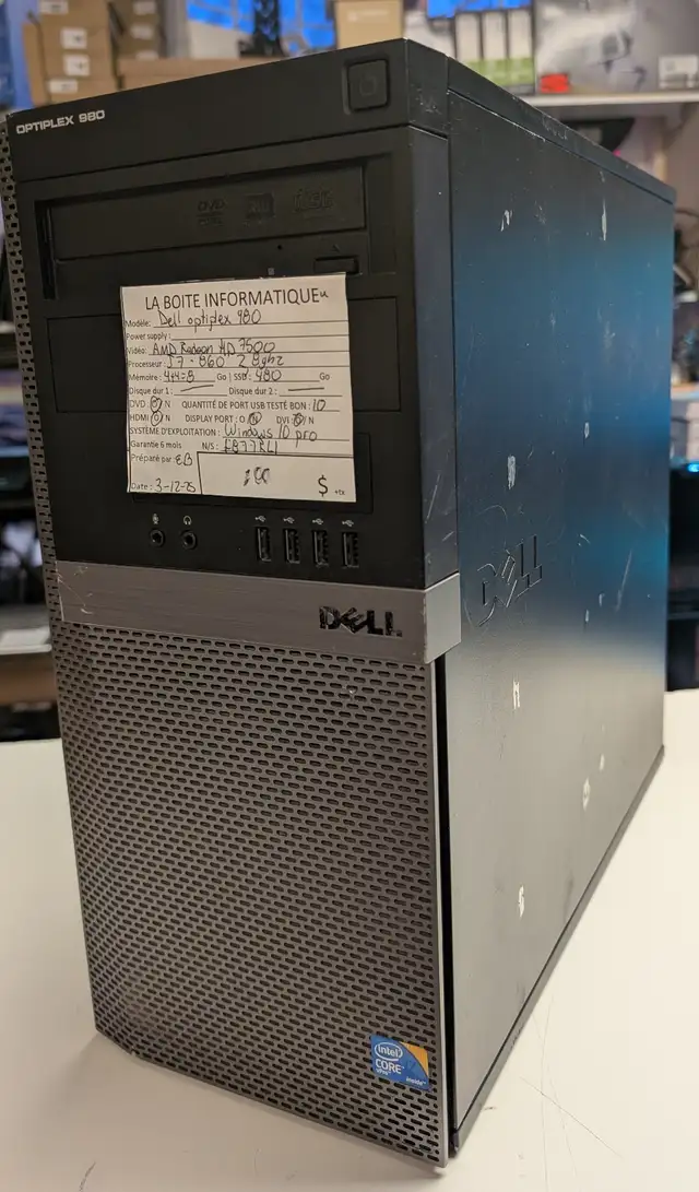 Dell OptiPlex 980 - i7-860 - 8Go SSD 480Go - DVD - HDMI - Win10 - Photo 2