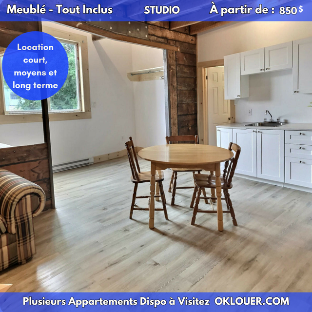 2 1/2 meublé – Tout inclus – Centre-ville