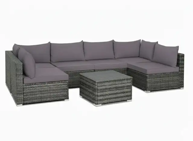 Brand New 7 pcs Patio Furniture Set with Glass Coffee Table $499 - Photo 3