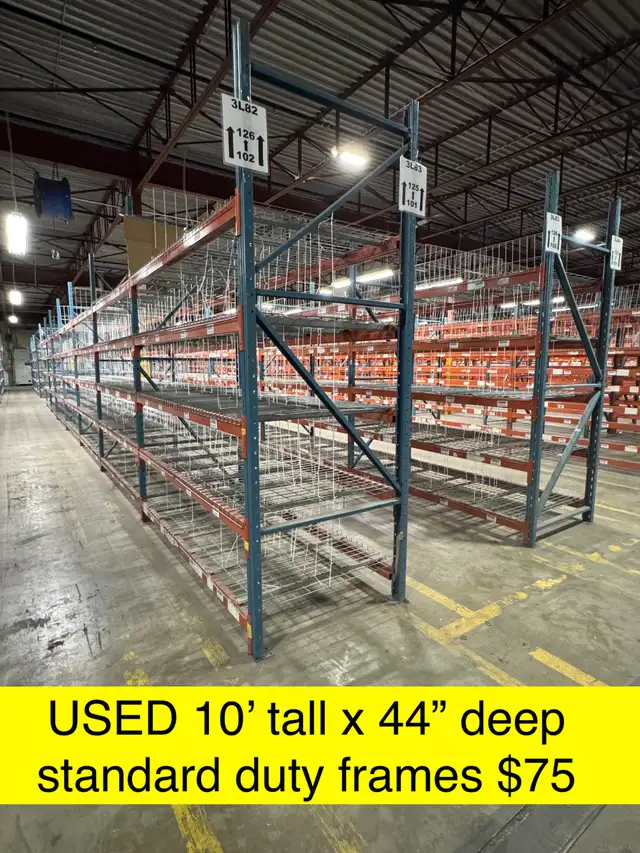 USED PALLET RACKING - 10’ tall x 44" with 8’ beams - Photo 2