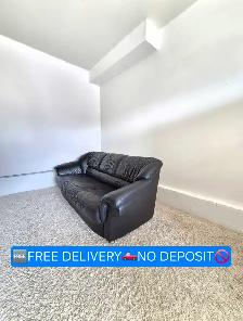 FREE DELIVERY Black Leather 3 Seater Sofa / Couch NO DEPOSIT