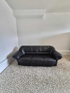 FREE DELIVERY Black Leather 3 Seater Sofa / Couch NO DEPOSIT - Photo 2