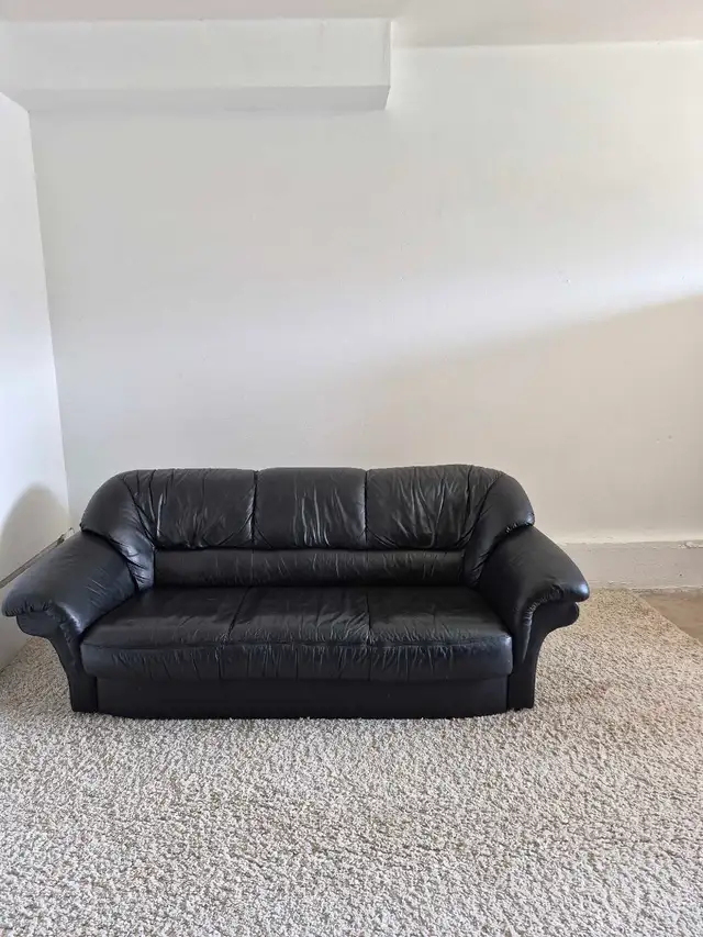 FREE DELIVERY Black Leather 3 Seater Sofa / Couch NO DEPOSIT - Photo 8