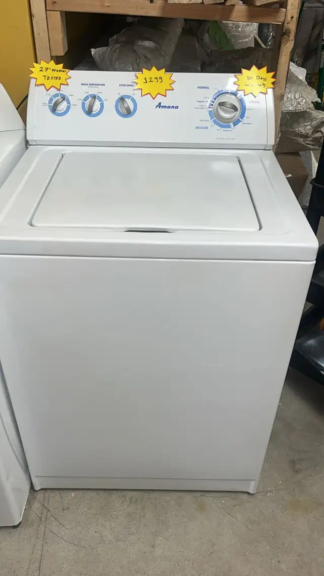 Amana (Whirpool) 27' Top Load Washer 30-Day Warrantly