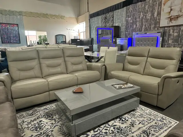 Real Leather Power Recliner Sofa & Love seat For Only $1999.