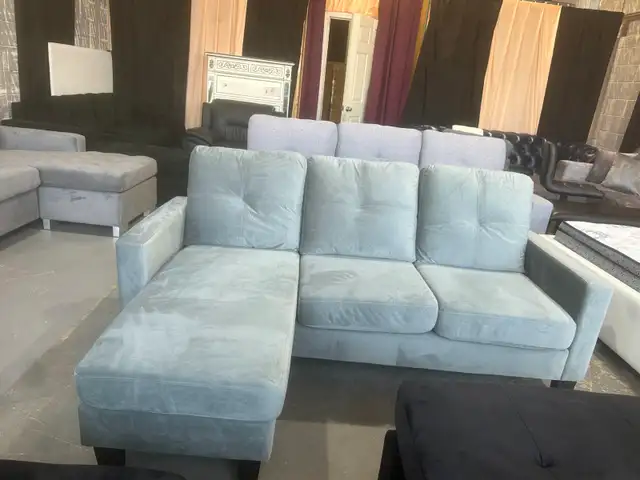 L Shape Sectional Sofa Grey Velvet Fabric Only for $299. - Photo 2