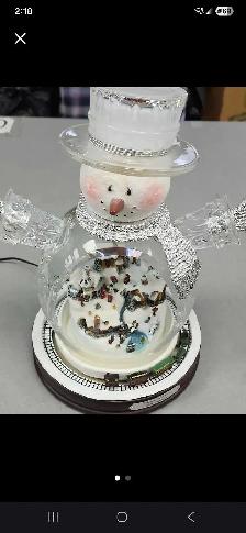 Musical Snowman Scene with Train