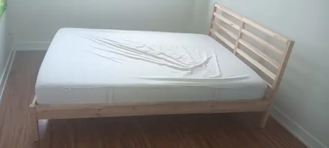 Queen size Bed for sale - Includes clean mattress and bed frame - Photo 6