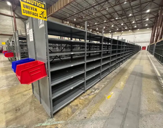 used metal industrial shelf units 2' deep x 4' wide x 7'4 tall - Photo 4