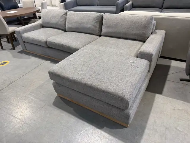 Grey fabric sectional with oversized chaise- demo - Photo 2