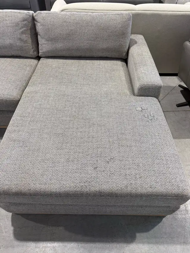 Grey fabric sectional with oversized chaise- demo - Photo 3