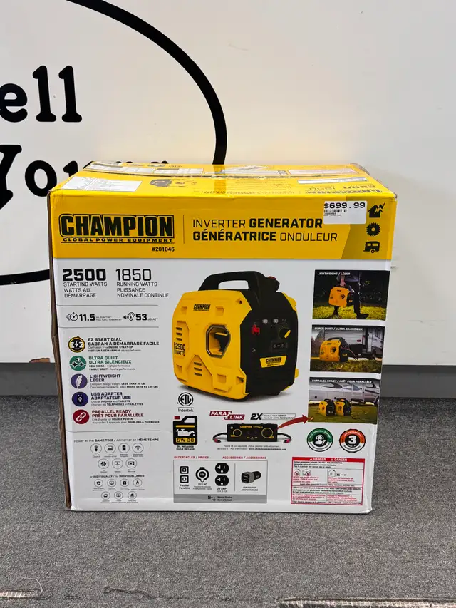 Champion 1850W/2500W Portable Generator - BRAND NEW