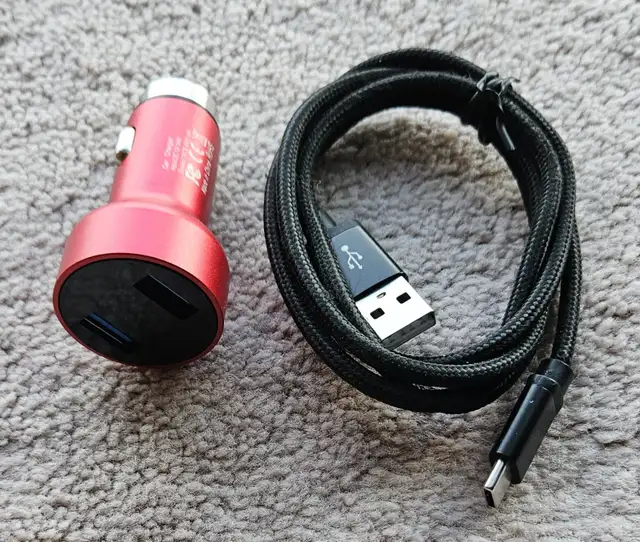 BRAND NEW DUAL USB CAR CHARGER WITH USB-C CABLE