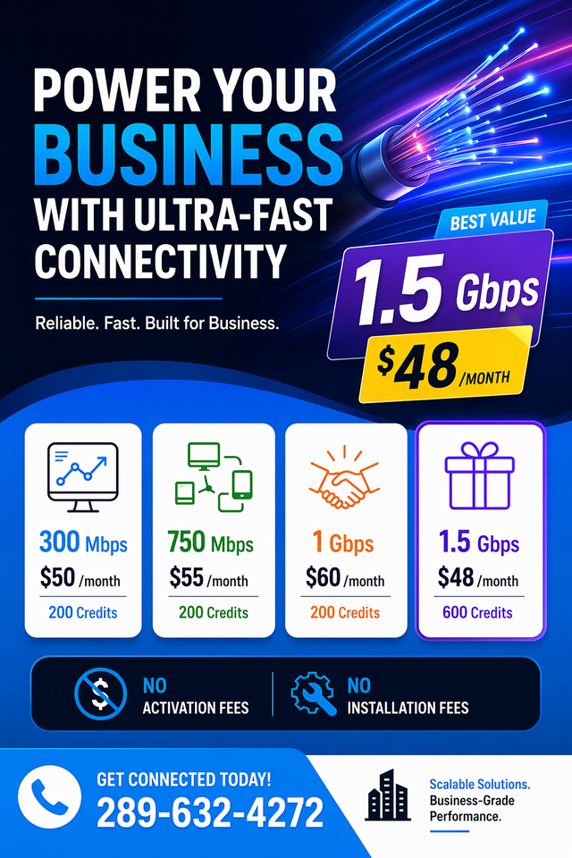 Ultra-Fast Business Internet  | 1.5 Gbps Only $48/Month | No I