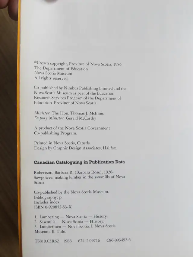 SAWPOWER - Making Lumber in the Sawmills of Nova Scotia - 1986 - Photo 3