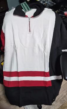MEN’S XL QUARTER-ZIP LONG SLEEVE–WHITE/BLACK/RED–NEW – 2 FOR $15