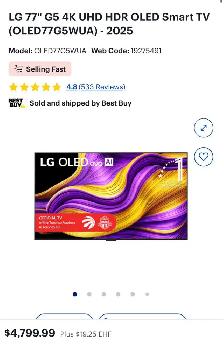 77 Inch LG OLED 4K HDR Smart TV Sale