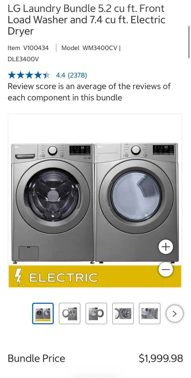 LG 5.2 Cu.Ft Washer   7.4 Cu.Ft Dryer Sale - Photo 2