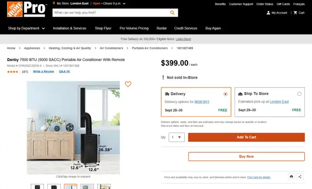 Brand New Danby Portable BTU Air Conditioner For Sale - Photo 6