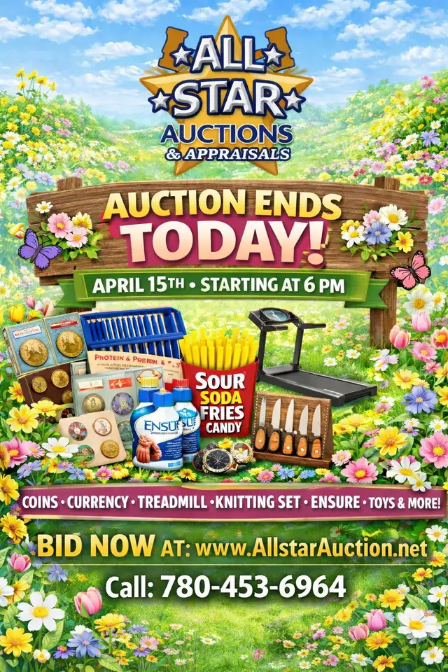 EDMONTON:  Weekly Timed Online Consignment Auction - April 15th