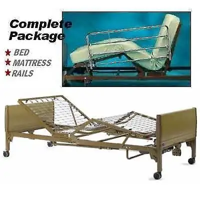 Used- Electric Home Medical Hospital Bed with Mattress & Rails. - Photo 6