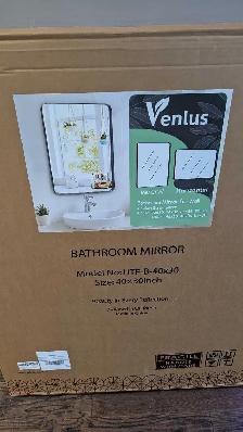 40x30 Inch Black Framed Mirror