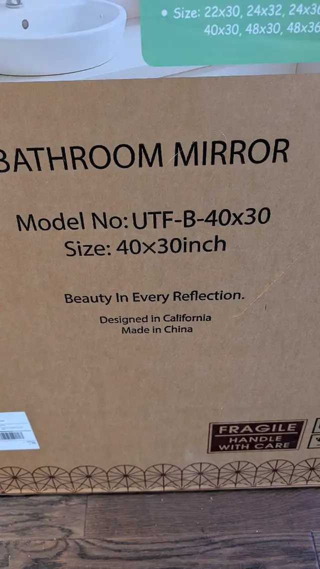 40x30 Inch Black Framed Mirror - Photo 2