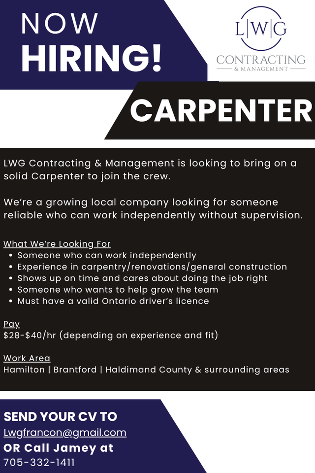 Experienced Carpenter Needed