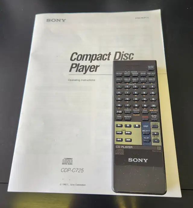 RARE SONY CDP-C725 CD PLAYER WITH EQUALIZER & REMOTE - Photo 7