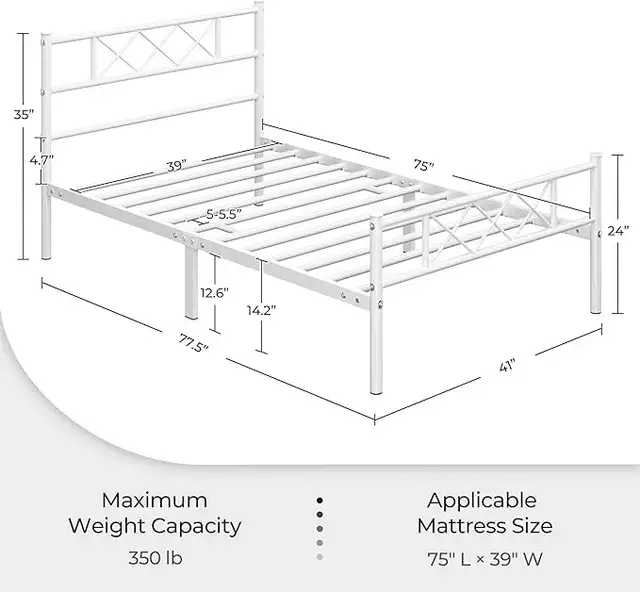 Brand New Twin Size Metal Frame Bed Headboard & Footboard $49 - Photo 3