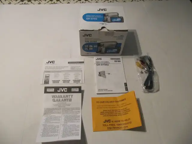 JVC Mini DV Video Camera Box Papers & Input Cable Model GR-D750