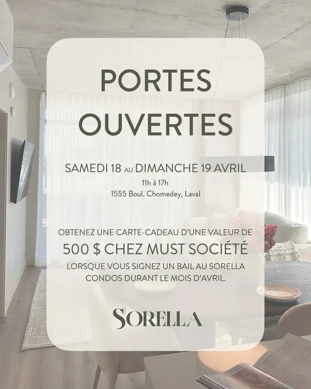 Sorella - Condo neuf et raffiné à louer 55  Laval
