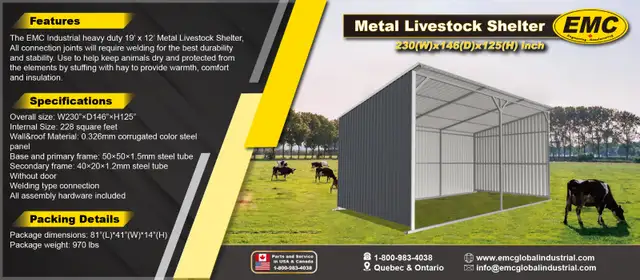 19FT x 12FT Livestock Shelter – Steel