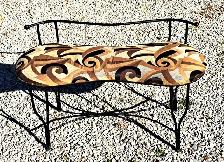 IRON & FABRIC INDOOR KIDNEY SHAPE BENCH