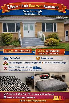 Two bedroom Basement for Rent Scarborough