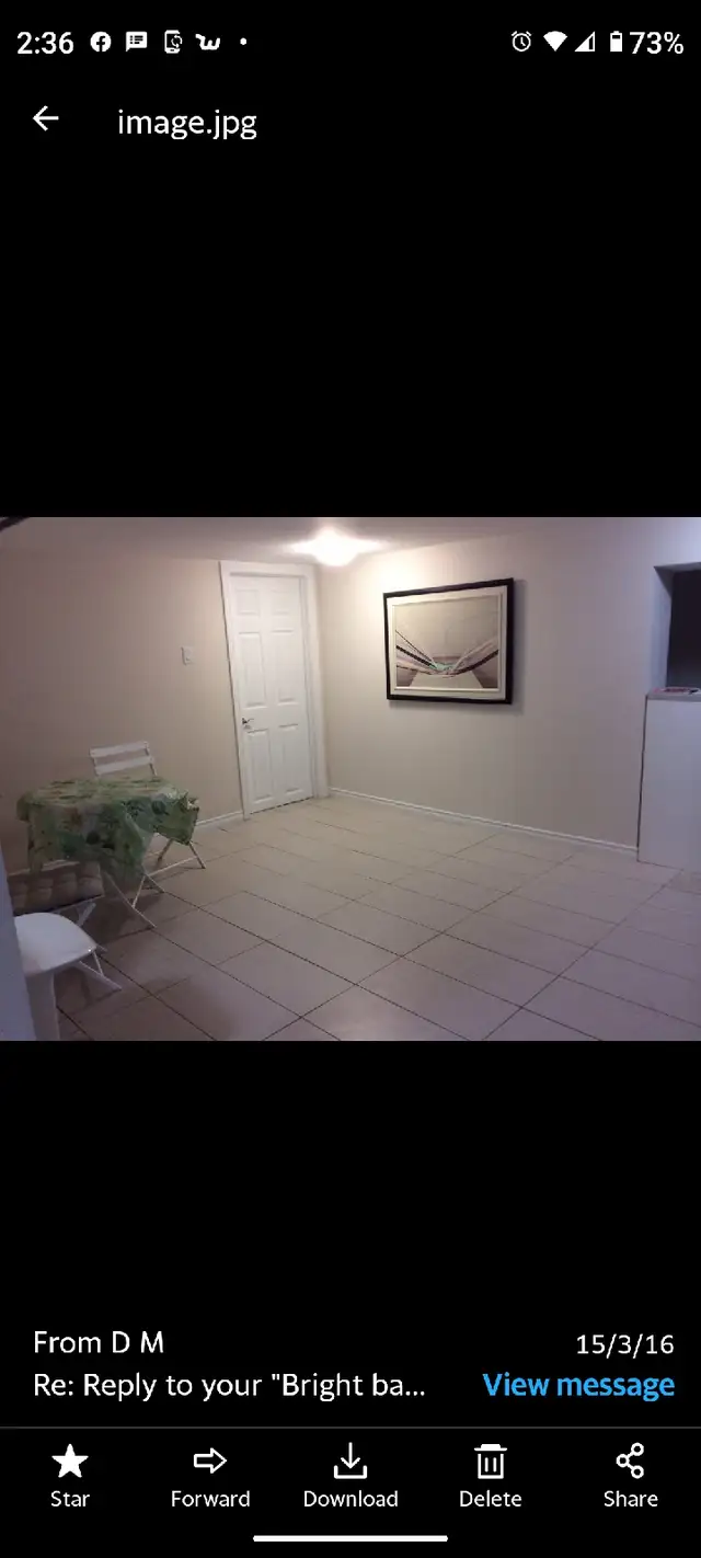 Two bedroom basement apartment